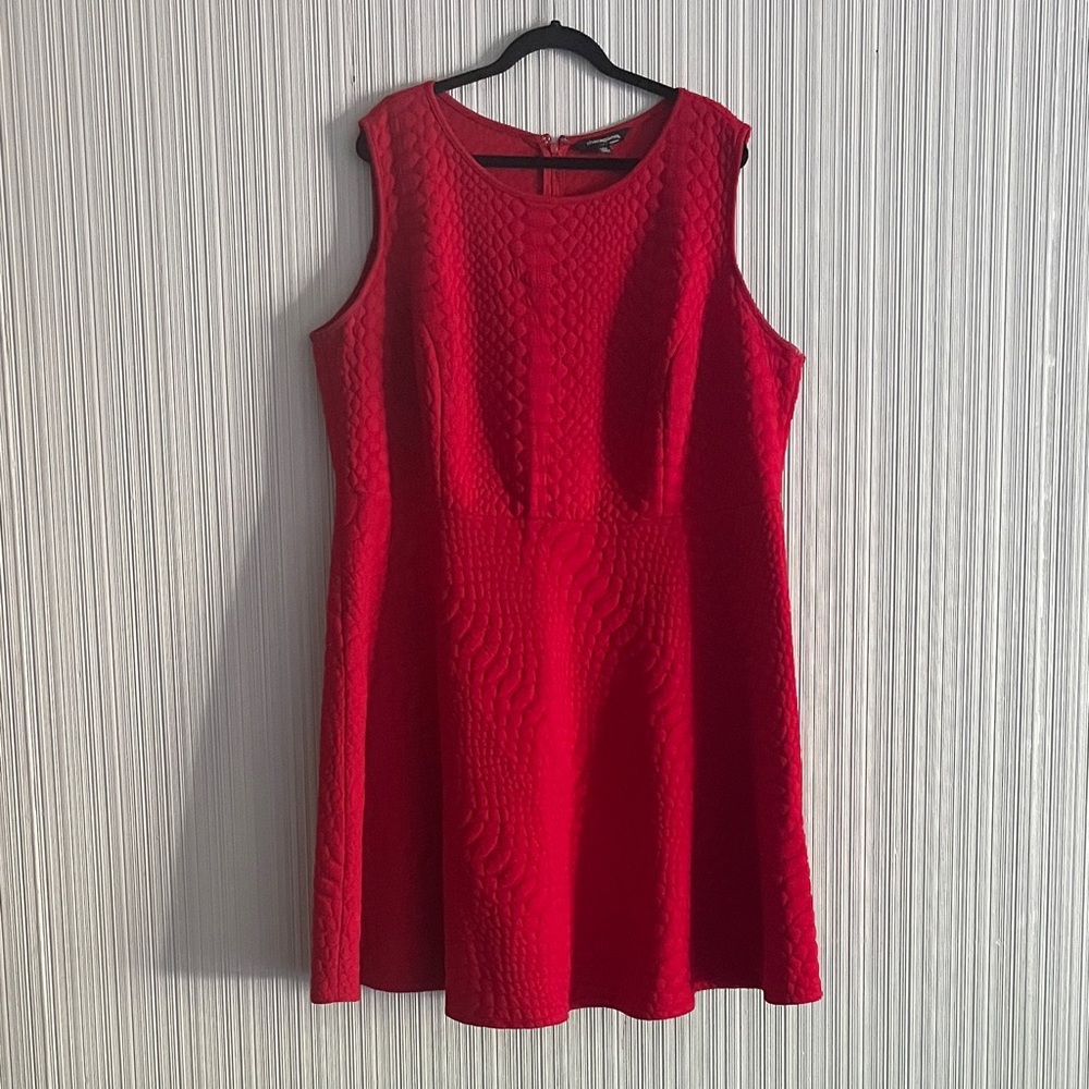 Plus size red Sharagano snakeskin textured dress